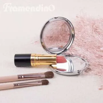 Framendino, Pocket Mirror Portable Travel Makeup Folding Handheld Double-Sided Marbling for Women