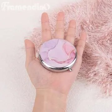 Framendino, Pocket Mirror Portable Travel Makeup Folding Handheld Double-Sided Marbling for Women