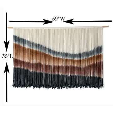 Flber Macrame Wall Hanging Macrame Wall Decor Large-Scale Tie-Dye Tapestry Living Home Room Wall Decor 57" Wx 35" L