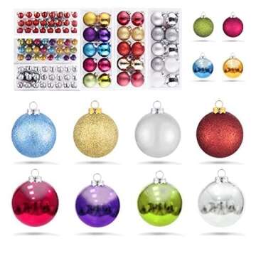 100ct Christmas Balls Tree Ornaments - Shatterproof Decorations for Holiday Cheer