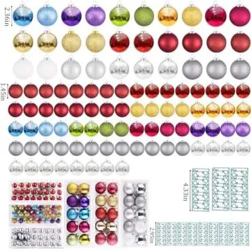 100ct Shatterproof Christmas Balls Decorations Set for Holiday