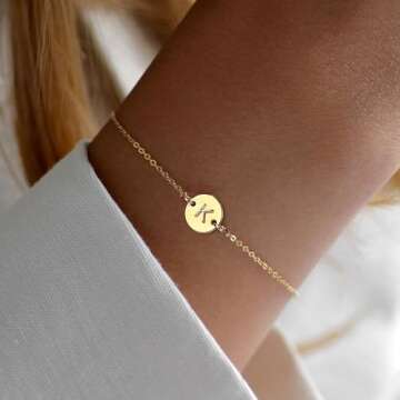 Ursteel Personalized Gold Initial Bracelet for Women - Dainty Customized Charm Jewelry