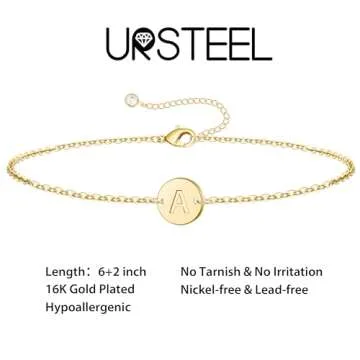 Personalized 18K Gold Initial Bracelet for Women