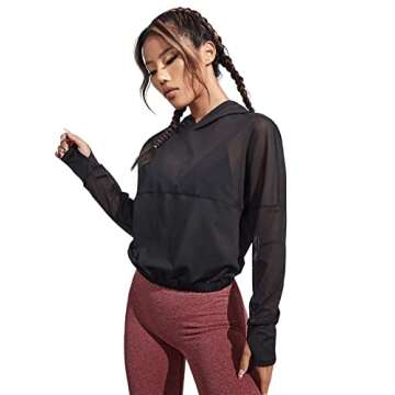 SweatyRocks Women's Lightweight Mesh Hoodie for Sports