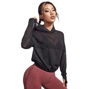 SweatyRocks Women's Lightweight Mesh Hoodie for Sports
