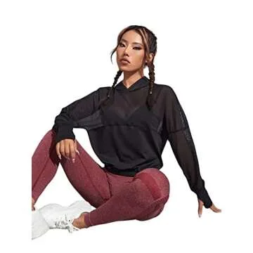 SweatyRocks Women's Lightweight Mesh Hoodie for Sports