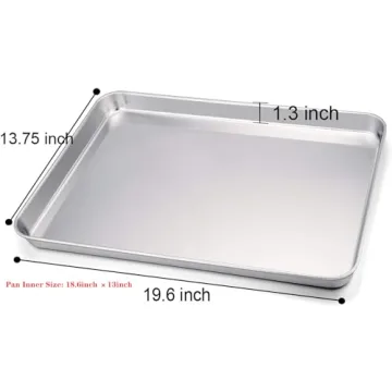 TeamFar Heavy Duty Baking Sheet Set, Stainless Steel 2-Piece Baking Pans