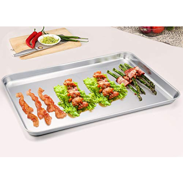 TeamFar Heavy Duty Baking Sheet Set, Stainless Steel 2-Piece Baking Pans