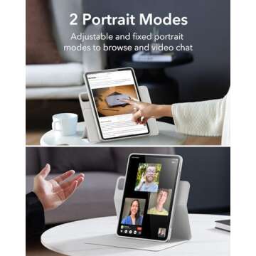 ESR for iPad Pro 11 Inch Case 2024 5th Gen (M4), iPad Pro 11 Case with Pencil Holder, Removable Magnetic Cover, Vertical Stand, Fully Supports Pencil Pro and Pencil(USB-C), Rebound 360 Series, White