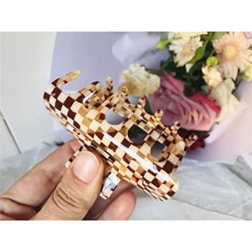 YOEMAYUNER Checkered Hair Claw Clips Stylish Durable 3PC Set