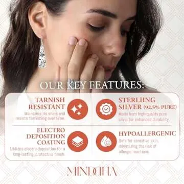 MINDDHA 925 Sterling Silver Earrings - Tapered Drop Silver Earrings Wrinkle Design - Handcrafted Earrings From Israeli Artisans - Minimalist Silver Drop Earrings, Drop length 1.6 Inch,