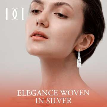 MINDDHA 925 Sterling Silver Earrings - Tapered Drop Silver Earrings Wrinkle Design - Handcrafted Earrings From Israeli Artisans - Minimalist Silver Drop Earrings, Drop length 1.6 Inch,