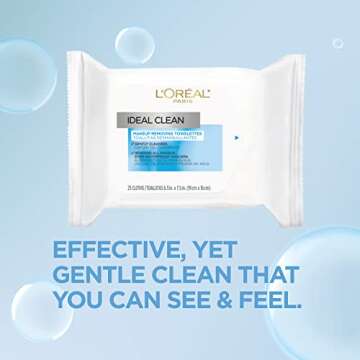 L'Oreal Paris Ideal Clean Makeup Removing Towelettes and Gentle Face Cleansing Wipes with Vitamin E, 2 count