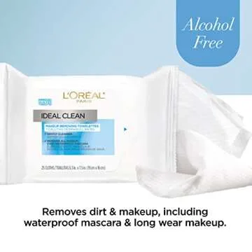 L'Oreal Paris Ideal Clean Makeup Removing Towelettes and Gentle Face Cleansing Wipes with Vitamin E, 2 count