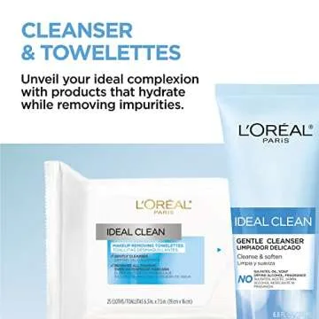 L'Oreal Paris Ideal Clean Makeup Removing Towelettes and Gentle Face Cleansing Wipes with Vitamin E, 2 count