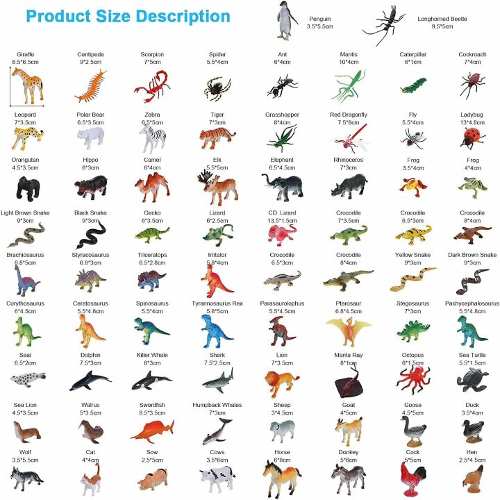 72 PCS Realistic Animal Figures - Perfect for Kids