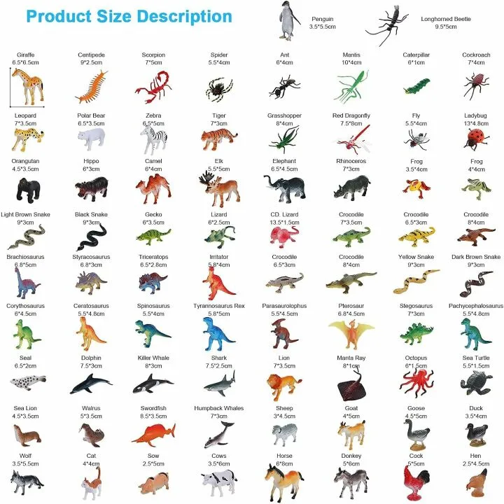 72 PCS Realistic Animal Figures - Perfect for Kids