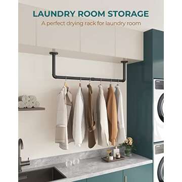 OROPY Industrial Pipe Clothes Rack Wall Mounted Set of 2, 38.4 inches Heavy Duty Iron Pipe Clothing Garment Rail, Multi-Purpose Clothing Hanging Rod for Laundry Room and Closet Storage