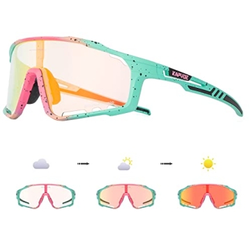 KAPVOE Photochromic Cycling Glasses for Men Women Sports Sunglasses High Definition High Contrast Le...