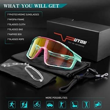 KAPVOE Cycling Glasses for Men Women Photochromic Sunglasses