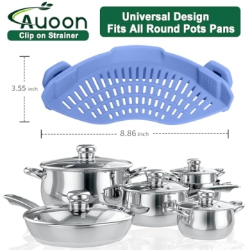 AUOON Clip On Strainer for Easy Kitchen Draining Tools