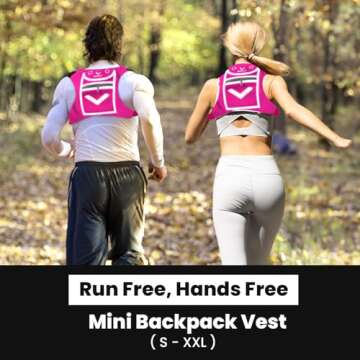 Pink Running Mini Backpack Vest for Men & Women – Reflective with 360° Hi-Viz, Holds Accessories,...