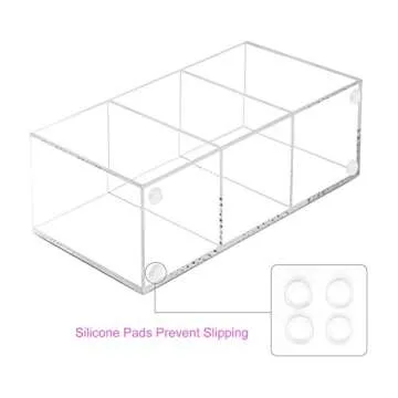 Dingelex Acrylic Pen Holder 3 Compartments,Clear Pencil Cup Organizer for Countertop Desk Accesorry Storage,Large Acrylic Marker Pencil Holder