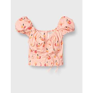 Stylish Peach Cropped Bodice with Puff Sleeves