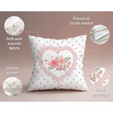 BCLOSE Coquette Room Decor, 18x18 Pillow Cover for Aesthetic Pillows, Cute Pink Decorative Pillow