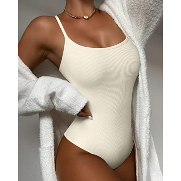 OQQ Women's 3 Piece Ribbed Yoga Bodysuit - Perfect for Workouts