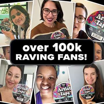 HIPPIE CRAFTER 3pk White Artist Tape for Watercolor Paper, Painters, Artists, Painting, Removable Masking, Drafting, Canvas Framing, Paint Mask, Thin, Residue-Free, Low Tack Acid, 0.6in