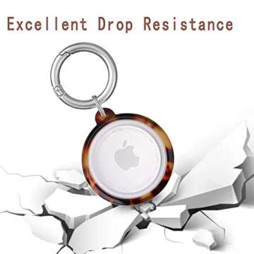 Omter Resin Airtag Case Holder with Airtag Keychain, Dropproof AirTag Keychain Cover, Full-Body Shockproof,Portable AirTag Case for Keys, Luggage,Wallet,Cat,Dog(Tortoise shell)