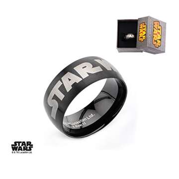 Shop STAR WARS Men's Logo Fashion Ring - IP Black Steel