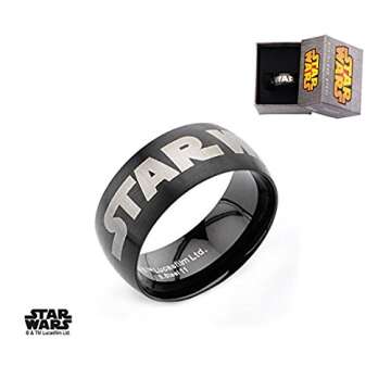 Shop STAR WARS Men's Logo Fashion Ring - IP Black Steel