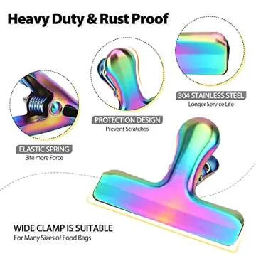 Heavy Duty Stainless Steel Bag Clips – Keep Food Fresh, 8 Pack for Home, Kitchen & More
