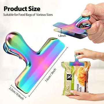 Durable Stainless Steel Bag Clips – 8 Pack for Home & Office