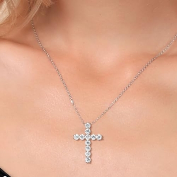 Moissanite Cross Necklace in 925 Silver | 2.53 Cttw