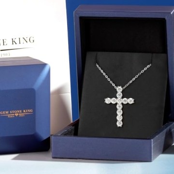 Moissanite Cross Necklace in 925 Silver | 2.53 Cttw