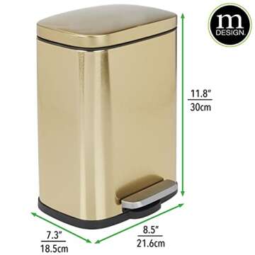mDesign Stainless Steel Touchless Trash Can for Any Room