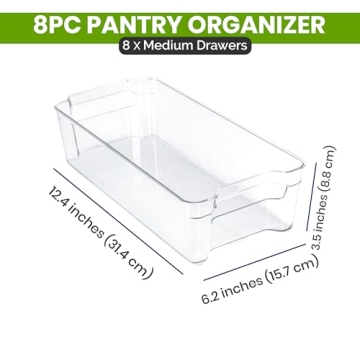 Utopia Home Clear Stackable Fridge Organizer Bins Set of 8
