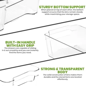 Utopia Home Clear Stackable Fridge Organizer Bins Set of 8