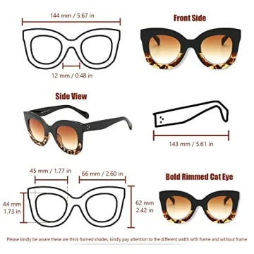 Trendy Freckles Mark Thick Butterfly Sunglasses for Women