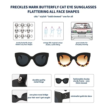 Trendy Freckles Mark Thick Butterfly Sunglasses for Women