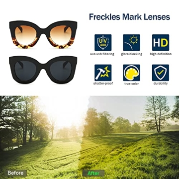 Trendy Freckles Mark Thick Butterfly Sunglasses for Women