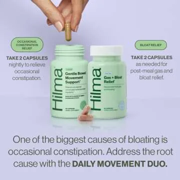 Hilma Daily Movement Duo for Constipation & Bloating Relief for Women, Gas Plus Bloat Relief (50 Veg...