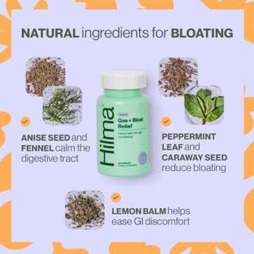 Hilma Daily Movement Duo for Constipation & Bloating Relief for Women, Gas Plus Bloat Relief (50 Vegan Capsules) w/Lemon & Peppermint, Gentle Bowel Movement (46 Vegan Capsules) w/Magnesium & Ginger