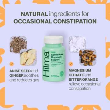 Hilma Daily Movement Duo for Constipation & Bloating Relief for Women, Gas Plus Bloat Relief (50 Vegan Capsules) w/Lemon & Peppermint, Gentle Bowel Movement (46 Vegan Capsules) w/Magnesium & Ginger