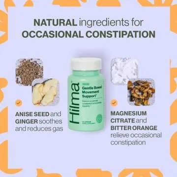 Hilma Daily Movement Duo for Constipation & Bloating Relief for Women, Gas Plus Bloat Relief (50 Vegan Capsules) w/Lemon & Peppermint, Gentle Bowel Movement (46 Vegan Capsules) w/Magnesium & Ginger