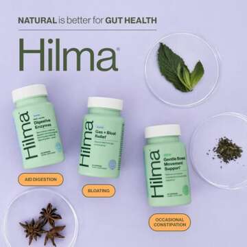 Hilma Daily Movement Duo for Constipation & Bloating Relief for Women, Gas Plus Bloat Relief (50 Vegan Capsules) w/Lemon & Peppermint, Gentle Bowel Movement (46 Vegan Capsules) w/Magnesium & Ginger