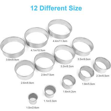 12 Pcs Donut Hole Cookie Biscuit Cutter Set for Baking, Graduated Doughnut Round Cookie Cutters, Met...
